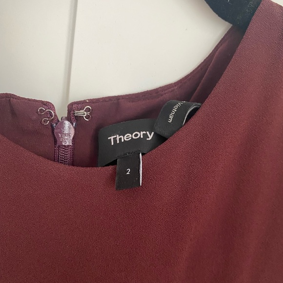 THEORY Admiral Crepe Silk Dress Maroon - Picture 3 of 4